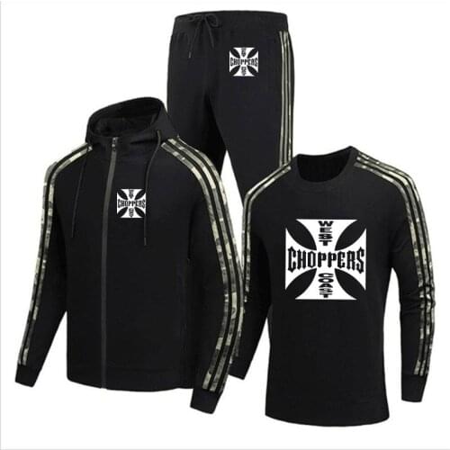 Casual Mens jackets West Coast Printed high quality Spring Autumn cotton Mens jacket + sweater + pants three-piece suit