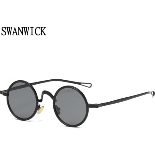Swanwick round polarized sunglasses for men retro metal sun glasses women steampunk style frame eyewear UV400 gold black Summer