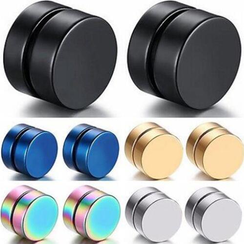 Mens Punk Strong Magnet Magnetic Ear Stud Set Non Piercing Fake Earrings Gift for Boyfriend Lover Jewelry Stainless Steel Ear