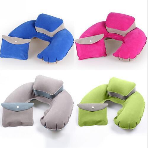 Outdoor Leisure Neck Pillow Inflatable Pillow, Travel Air Cushion Camping ATV Headrest Support, Blue, Green, Gray, Pink W