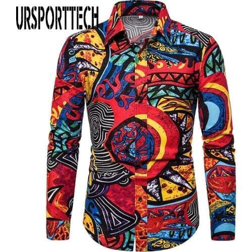 New Spring Mens Casual Shirts Cotton Long Sleeve Brand Printed Button-Up Formal Business Polka Dot Floral Men Floral Shirt M-5XL