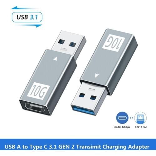 USB 3.1 to Type C Adapter 10Gbps USB-A Male to USB-C 3.1-Gen2 Female Data Converter for Computer Earphone USB-C Charger Plug