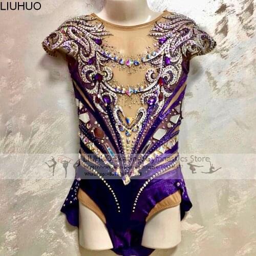 LIUHUO Ice Figure Skating Dress Girls Purple Competition Dance Costume Teens Rhythmic Gymnastics Leotards Female Dancewear