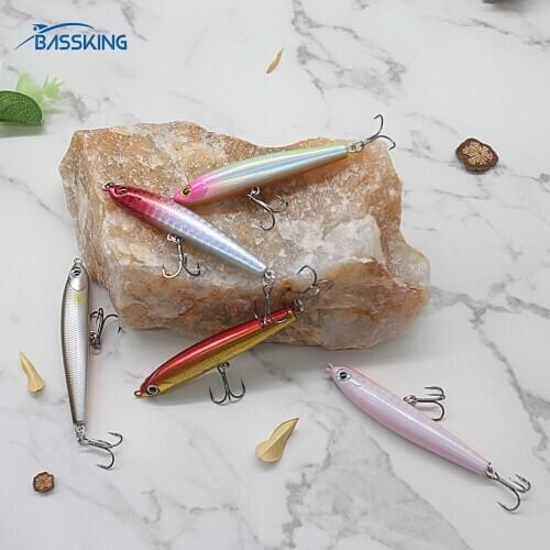 BASSKING Pencil Fishing Bait 7cm/8.1g Small Sinking Hard Lures With 3D Eyes Isca Artificial Pesca Barbed Hooks Leurre Peche