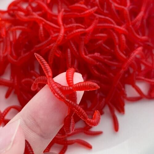 100Pcs 3.5cm Lures fishing Bait Simulation Worm Fake Red Worm 4 Red Worm Bait Carp Fishy Bait Bulk