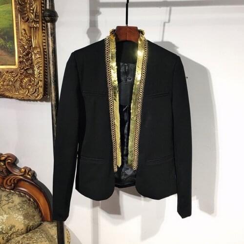 Metal Sequins Slim Banquet Suit Men Coat Nightclub Master Clothes Performance Club Stage Blazer Hombre Autumn Small Suit Mens