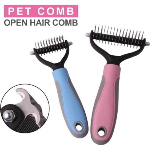 Stainless Steel Dogs Comb Double Sided Cutter Head Pet Comb Removal Hair Grooming Tools Long Curly Hair Cat Brush Pet Accessory