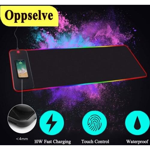 LED Light RGB Mouse Pad With Wireless Charging Gaming Mause Pad Computer Mousepad Gamer Office Desk Mats Keyboard Rubber Base