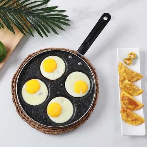 4 Hole Pan Fried Egg Burger Pan Four-hole Frying Pot Non-stick Egg Pancake Steak Pan Cooking Egg Ham Pans Breakfast Maker