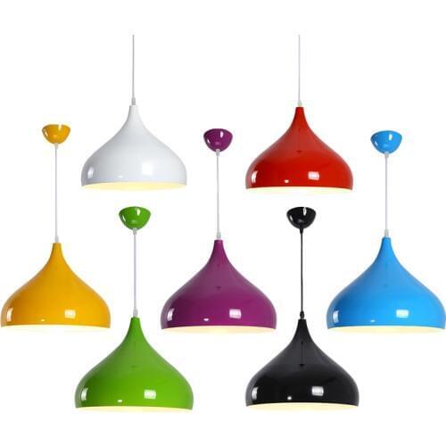 Modern Color Pendant Lights E27 LED 110-220V Aluminum Black/White/Red /Green/Yellow Single Head Dining-room Pendant Lamps
