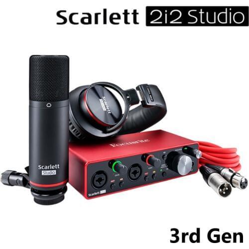 Focusrite scarlett 2i2 studio 3rd Gen recording set 2i2 USB sound card+CM25 MKIII condenser mic+HP60 MKIII headset headphone