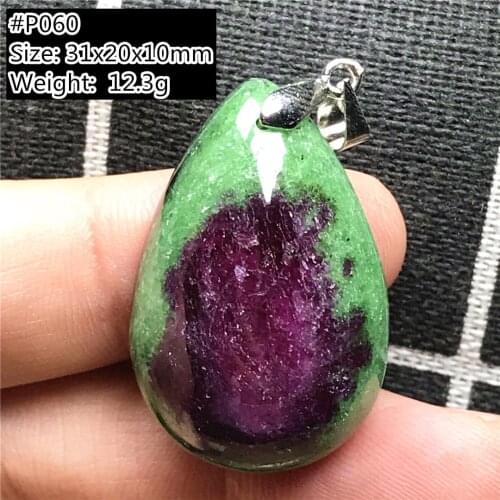 Top Natural Ruby Zoisite Tumbled Pendant Crystal Jewelry For Women Men Healing Luck 31x20x10mm Beads Stone Silver Gemstone AAAAA