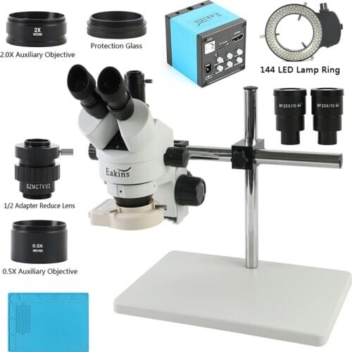 3.5X-90X Simul-focal Trinocular Stereo Microscope+20MP HDMI/USB Microscope Camera Heat Working Mat Barlow Lens
