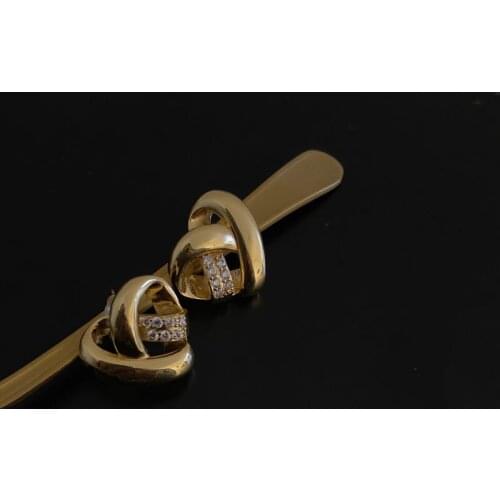 U-Magical Creative Love Heart Huggie Knotted Dangle Earring for Women Gold Color Metal Rhinestone Hollow Out Earring Jewellery