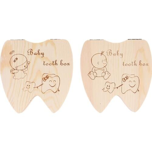 1pc Wood Baby Girl Boy Tooth Organizer Boxes Save Deciduous Teeth Storage Keepsakes Collecting Baby Gift