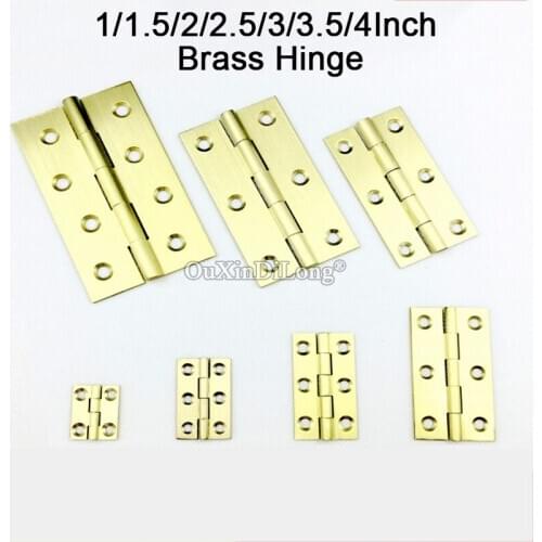 10PCS 1/1.5/2/2.5/3/3.5/4Inch Furniture Miniature Pure Brass Hinges Mini Brass Hinges Copper Jewelry Box Hinge Hardware GF379