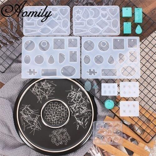 Aomily 198pcs Silicone Jewelry Casting Mold DIY Earring Pendant Tools Eardrop Necklace Bracelet Jewelry Making Molds Accessories