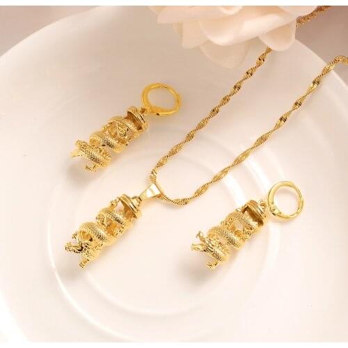 Bangrui Dragon Pendant Necklaces Earring for Women Gold Color Jewellery New Trendy Ornaments Lucky Symbol Gifts