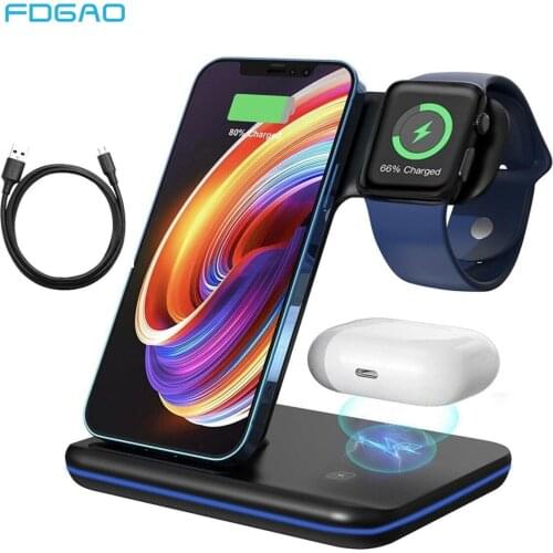 3 in 1 15W Wireless Charger Stand For iPhone 12 11 XS XR X 8 Apple Watch 6 5 4 3 2 Qi Fast Charging Dock Station for Airpods Pro