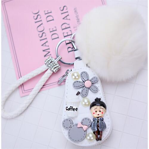 Hairball Keyring Car Key Case Cover For Ford Mondeo Mk5 Mk3 Fiesta S C Max Fusion F150 Focus Ranger Mustang For Girls Women Gift