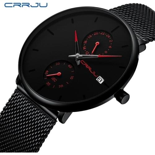 CRRJU Luxury Brand Watch Men Sports Watches Mens Army Military Quartz Wristwatch Stainless Steel Male Clock Relogio Masculino