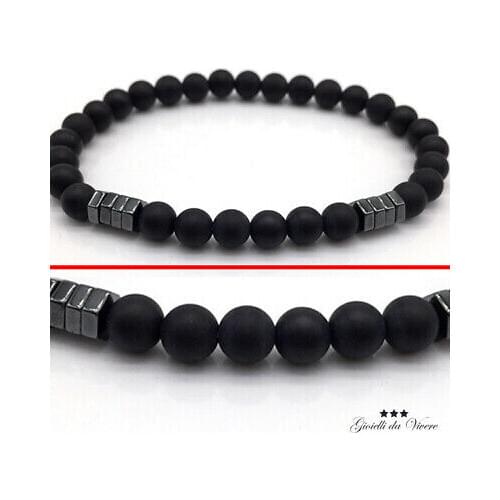 Bracelet elastic bracelet 20 CM volcanic stones lava black qq 99 S0540 sent from Italy
