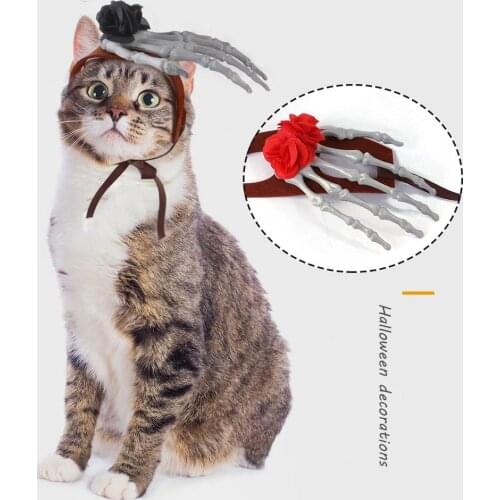 Dog Halloween Headgear Accessories Bones Hand Funny Flower Decoration Teddy Cat Dress Up Headgear Supplies Pet Clothing Dress Up