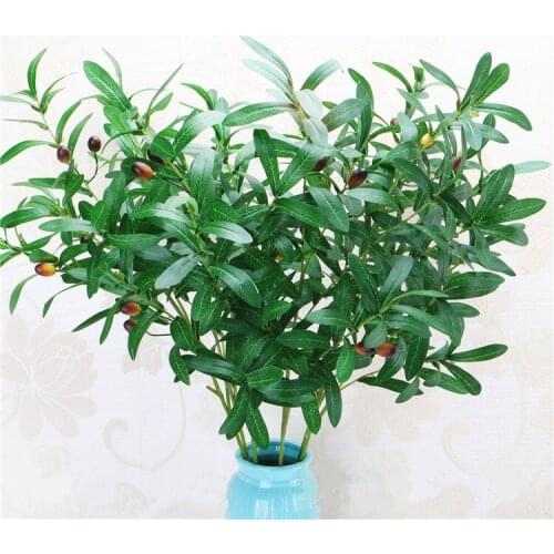 90cm high 6 fork Artificial Olive Branches Green Simulation Fruit Plant Leaves Home Wedding backgound Decorative Fake Flowers