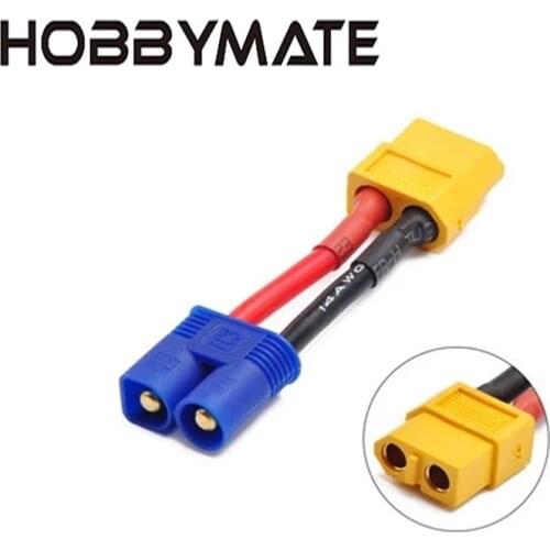 Amass XT60 Female To EC3 Adapter plug 14AWG cable wire 50MM for RC Lipo Charger XT-60 Female Plug To Male EC3 Connector Adapter