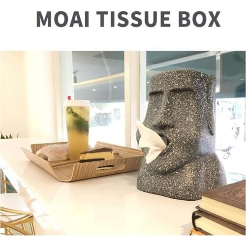 Creative Stone Portrait Model Moai Modeling Easter Island Stone Portrait Tissue Box Home Table Decoration Crafts Gift