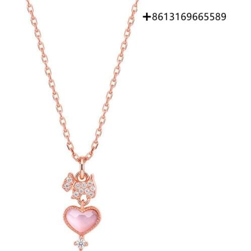 Fashionable new S925 silver ornaments necklaces small red love contracted collarbone chain to sound the same