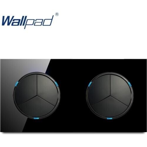 2020 Wallpad 6 Gang 2 Way Random Click Push Button Wall Light Switch With LED Indicator Crystal Glass Panel 16A