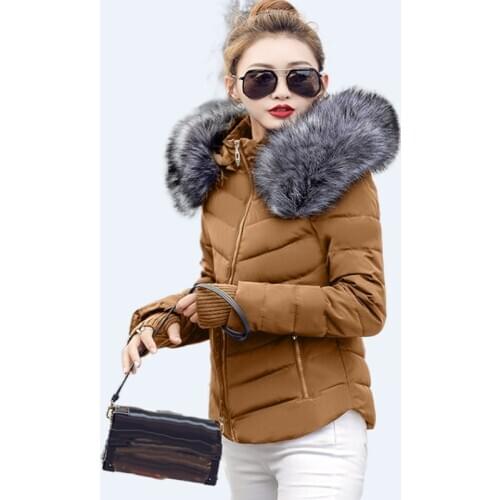 2020 new Winter Jacket Women Detachable hat fur collar Slim winter clothing with warm gloves Female Down womens parka jacket