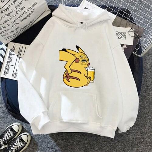 New Pokemon Hoodies Evil Pikachu Women Anime Poleron Kawaii Clothes Cartoon Gengar Sweatshirts Funny Warm Cotton Pullovers Femme