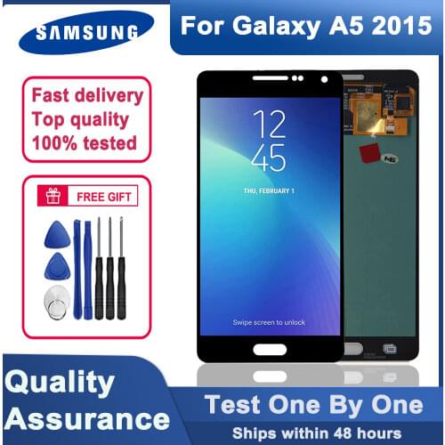 100% tested 5.0"original Super AMOLED LCD display for Samsung Galaxy A5 2015 A500 A500F A500M A500FU LCD touch screen components