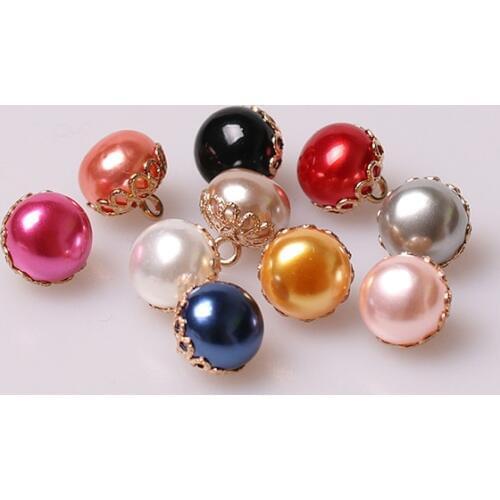 8PC Resin Gold black white Decorative Pearls Buttons For Clothing summer Women Shirts Sweater coat Diy Assessories Sewing Button