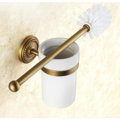 Bathroom Toilet Brush Holder Antique Brass Wall Mount Lavatory Brush Toilet Brush & Holder Set BD636