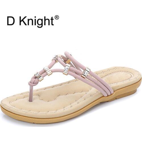 Women Fashion Platform Flat Heel 2018 Summer Flip Flops Female Beach Pink Sandals Shoes For Woman Rhinestone Lady Slippers Shoes