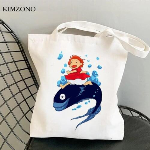 Ponyo on the Cliff Studio Ghibli shopping bag tote cotton grocery bolso handbag recycle bag bag cloth tote net cabas