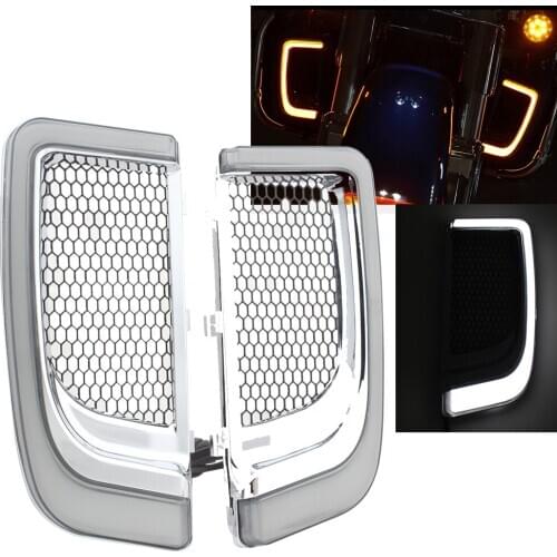 Motorcycle LED Fairing Lower Grills Turn Signal Lights Fits For Harley-Touring Electra Glide Ultra CVO Road Tri Glide 2014 -2020