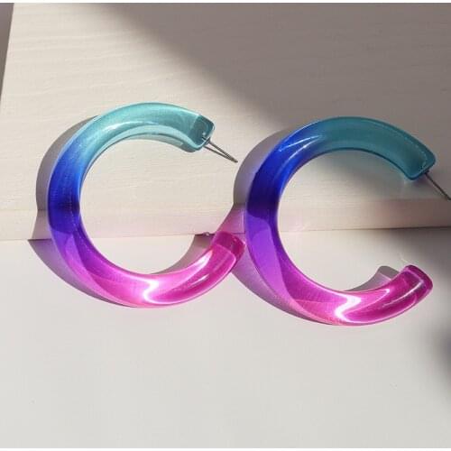 UJBOX 2020 New Transparent Acrylic Resin Colorful Earrings Summer Vacation Fashion Large Hoop Earrings Party Accessories