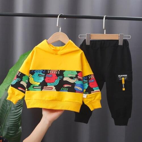 Spring Autumn Toddler Boys Girls Cool Clothing Sets Fashion 0-5 Years Kids Printing Hoodie+Tooling Pants New Baby Casual Outfits