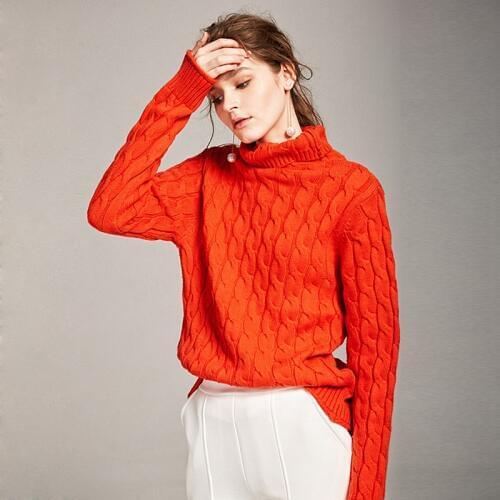 100% Cashmere Turtleneck Sweater Women Vintage Design Long Sleeves 4 Colors Ladies Casual Pullovers Knitwear 2018 New Fashion