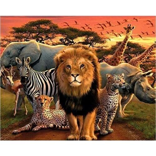 Animals diamond painting lion full round mosaic embroidery cross stitch rhinestone picture puzzle drawing wall decor leopards