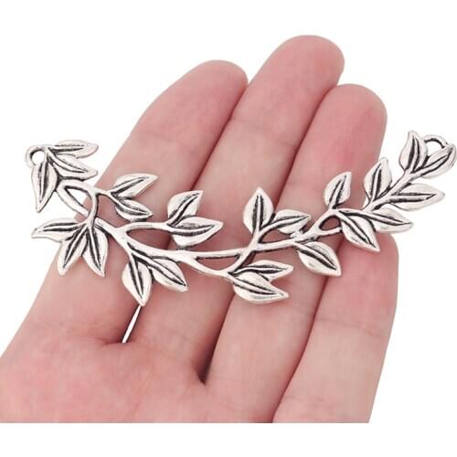 3 x Tibetan Silver Big Large Branchs Leaf Connectors Charms Pendants for Necklace Jewelry Making Findings 87x25mm