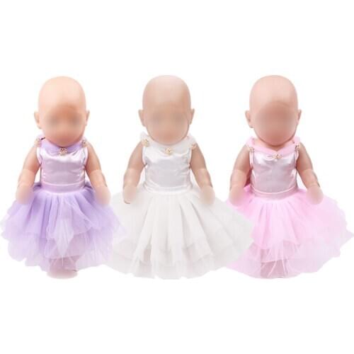 43 cm baby dolls Dress newborn Princess lace evening gown Baby toys skirt fit American 18 inch Girls doll f438