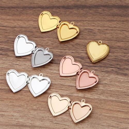 5pcs/lot 22mm heart shape Album Box Pendant Can Open Photo Floating Locket Pendant Charms for DIY Memory Necklace Jewelry