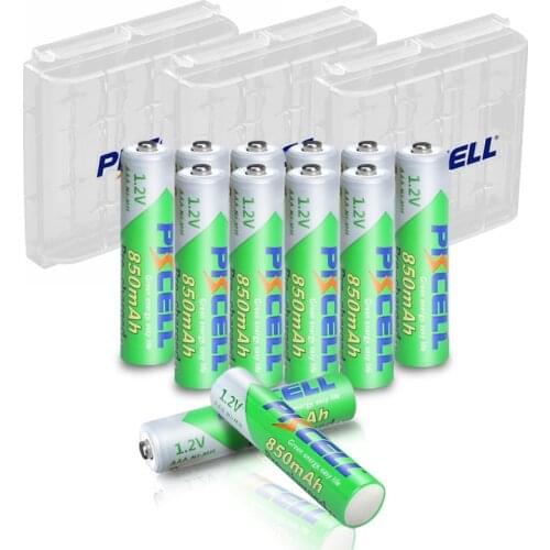 12Pcs PKCELL AAA Battery 850mAh 1.2V NI-MH 3A Rechargeable Low self discharge precharge batteries with 3pcs AA/AAA battery case