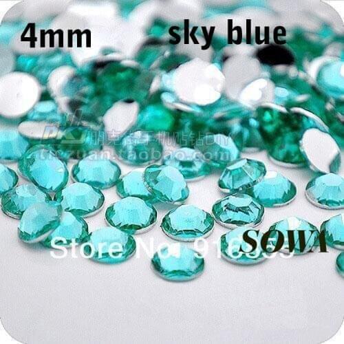 Free Shipping 1440pcs/bag SS16 Size 4mm Sky Blue Resin Flatback beads,Nail Art beads,DIY Wedding Decoration