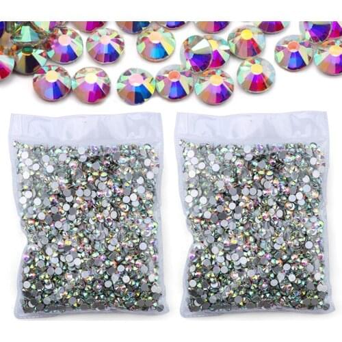 YL Glitter Rhinestones Crystal AB SS3-SS34(1440PCS) Non-HotFix FlatBack Strass Sewing & Fabric Garment Rhinestone Nail Art Stone